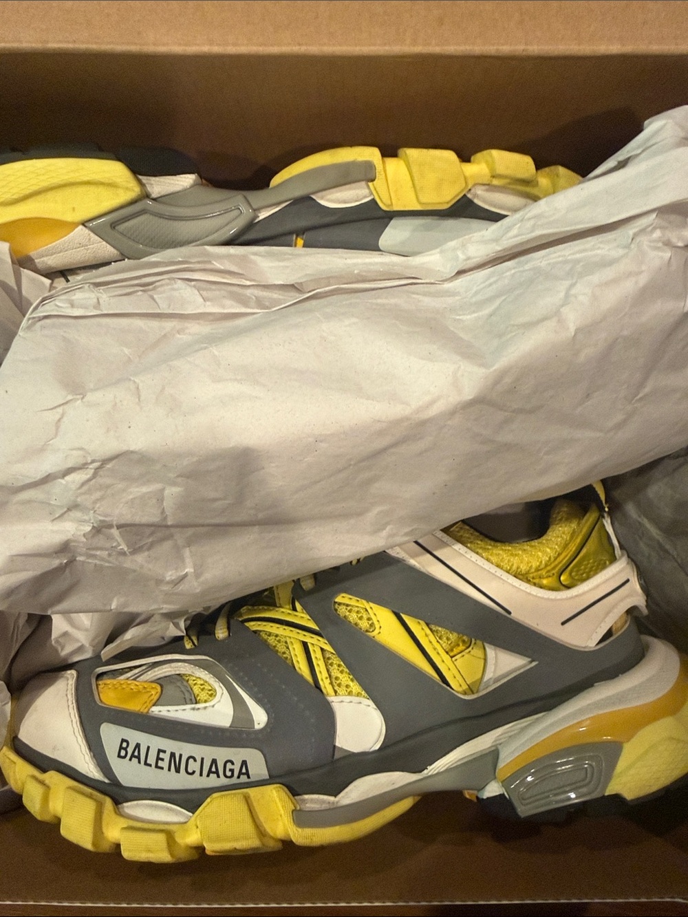 Balenciaga Yellow & Gray Layered Runner Sneaker